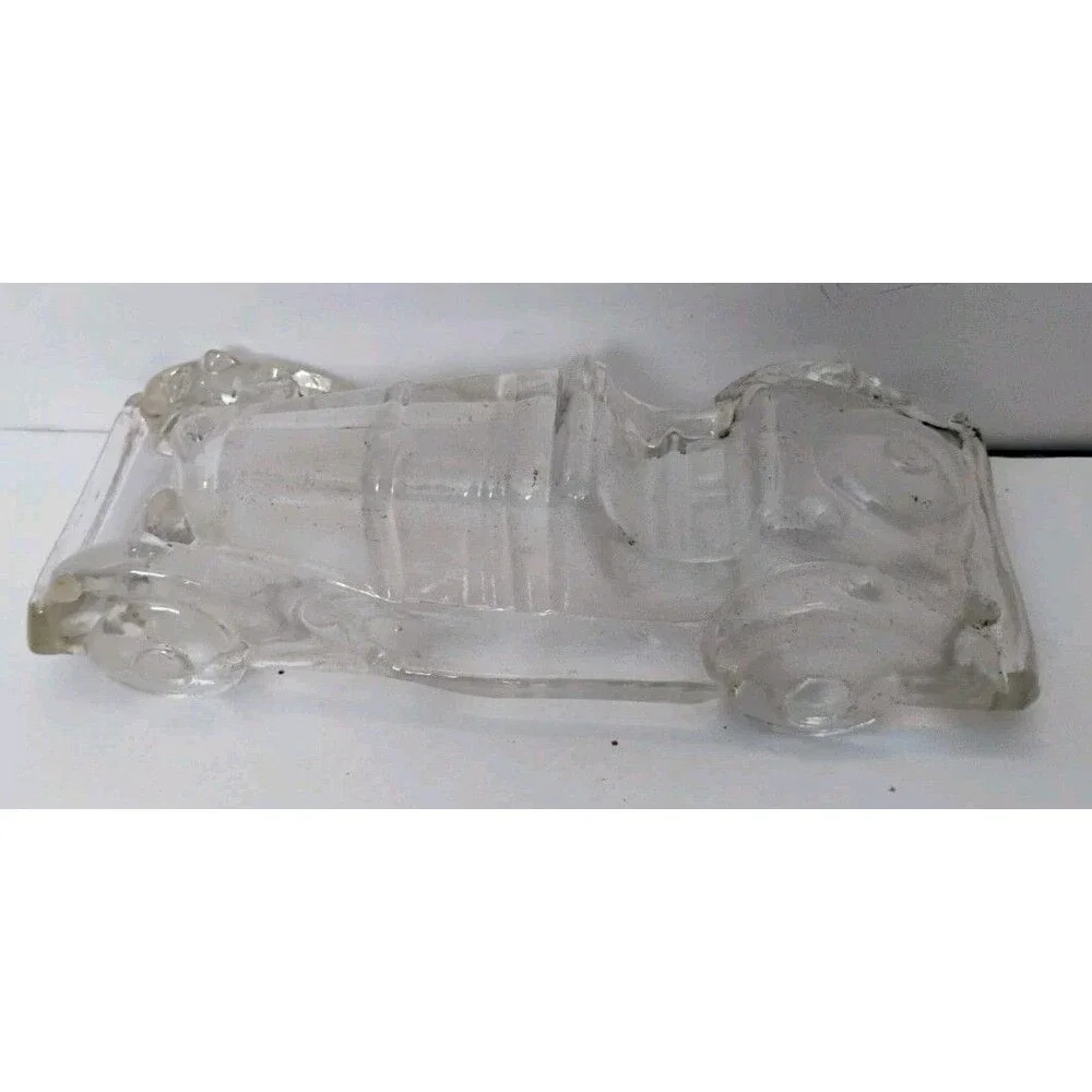 Vintage Clear Glass Mercedes Benz 500K Roadster Car Figurine Paperweight 6.5